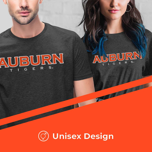 Auburn Tigers Campus Colors NCAA Adult Cotton Blend Charcoal Tagless T-Shirt - Charcoal