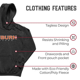 Auburn Tigers NCAA Adult Cotton Blend Charcoal Hooded Sweatshirt - Charcoal
