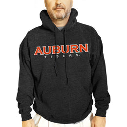 Auburn Tigers NCAA Adult Cotton Blend Charcoal Hooded Sweatshirt - Charcoal