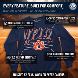 Auburn Tigers NCAA Adult Unisex Overtime Classics Crewneck Fleece Sweatshirt - Navy