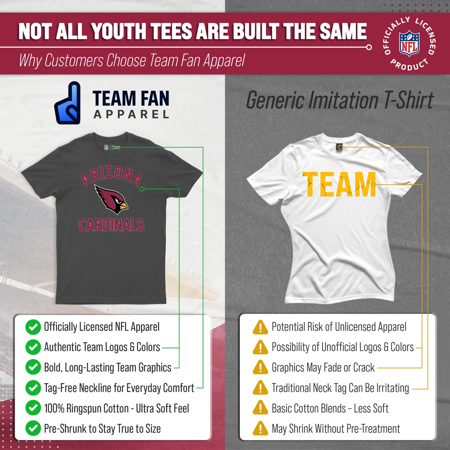 Arizona Cardinals NFL Youth Gameday Football T-Shirt - Charcoal