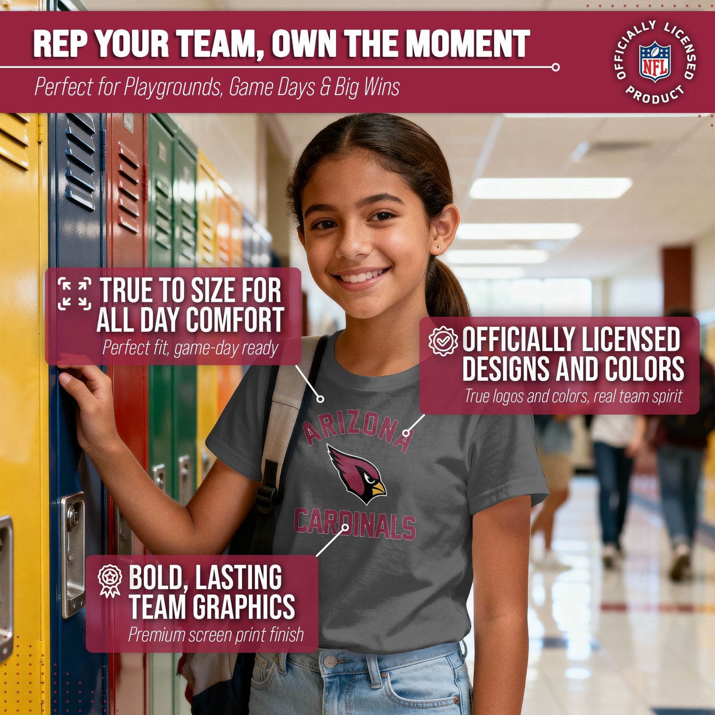 Arizona Cardinals NFL Youth Gameday Football T-Shirt - Charcoal