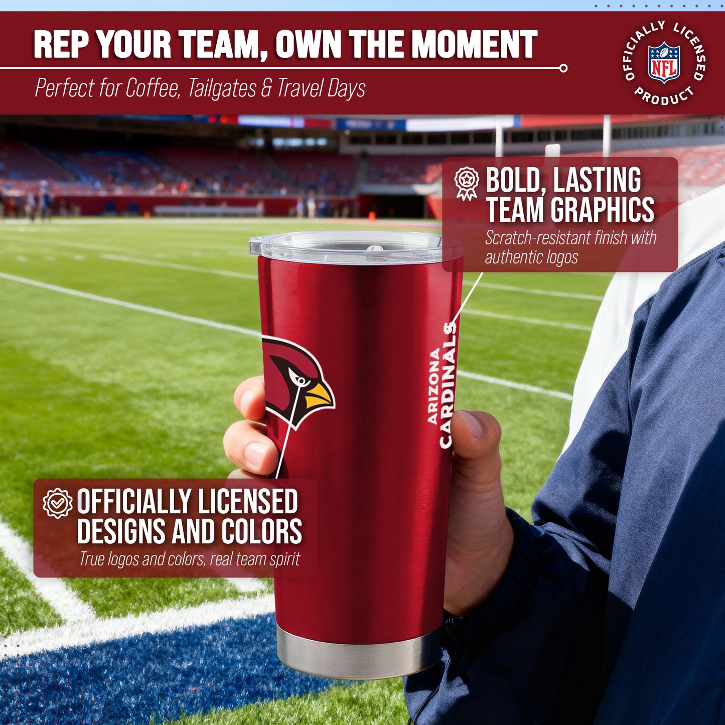Arizona Cardinals NFL 20oz Gameday Stainless Steel Tumbler - Cardinal