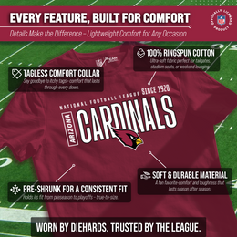 Arizona Cardinals NFL Youth Modern Endzone Football T-Shirt Unisex Tag Free Comfortable - Cardinal