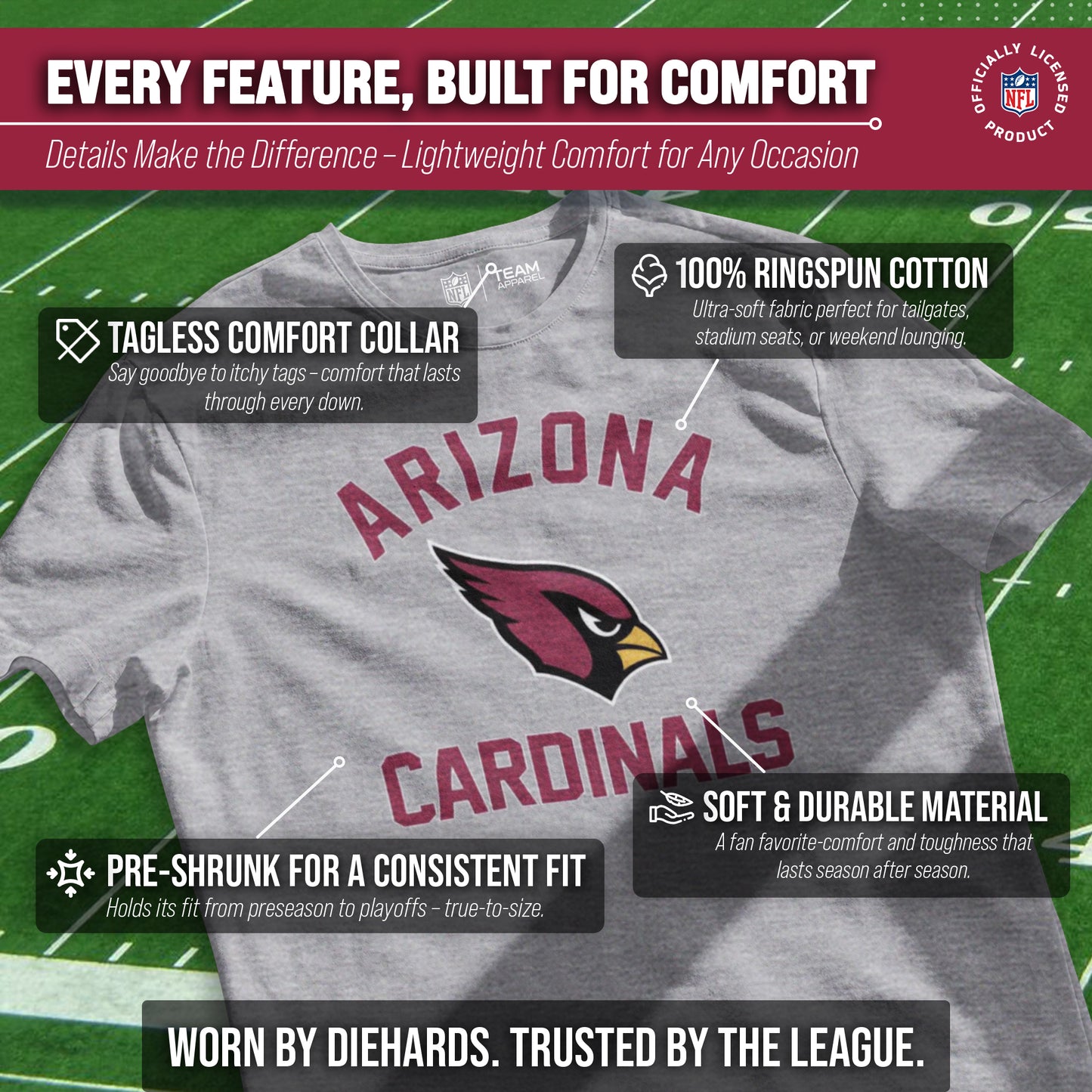 Arizona Cardinals NFL Adult Gameday T-Shirt - Gray