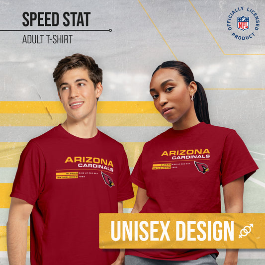 Arizona Cardinals Adult NFL Speed Stat Sheet T-Shirt - Cardinal