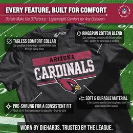 Arizona Cardinals NFL Adult Team Block Tagless T-Shirt - Charcoal