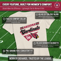 Arizona Cardinals NFL Womens Vintage Charm Tag-Less Soft T-Shirt - Birch
