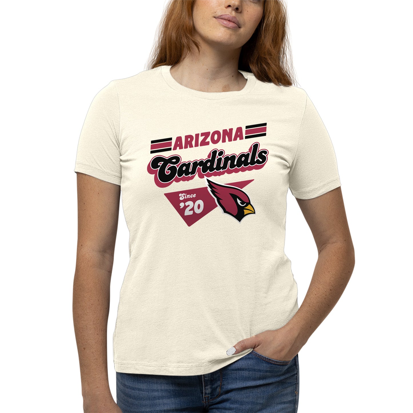 Arizona Cardinals NFL Womens Vintage Charm Tag-Less Soft T-Shirt - Birch