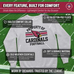 Arizona Cardinals NFL Adult Property Of Crewneck Fleece Sweatshirt - Sport Gray