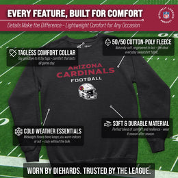 Arizona Cardinals Adult NFL Football Helmet Heather Crewneck Sweatshirt - Charcoal