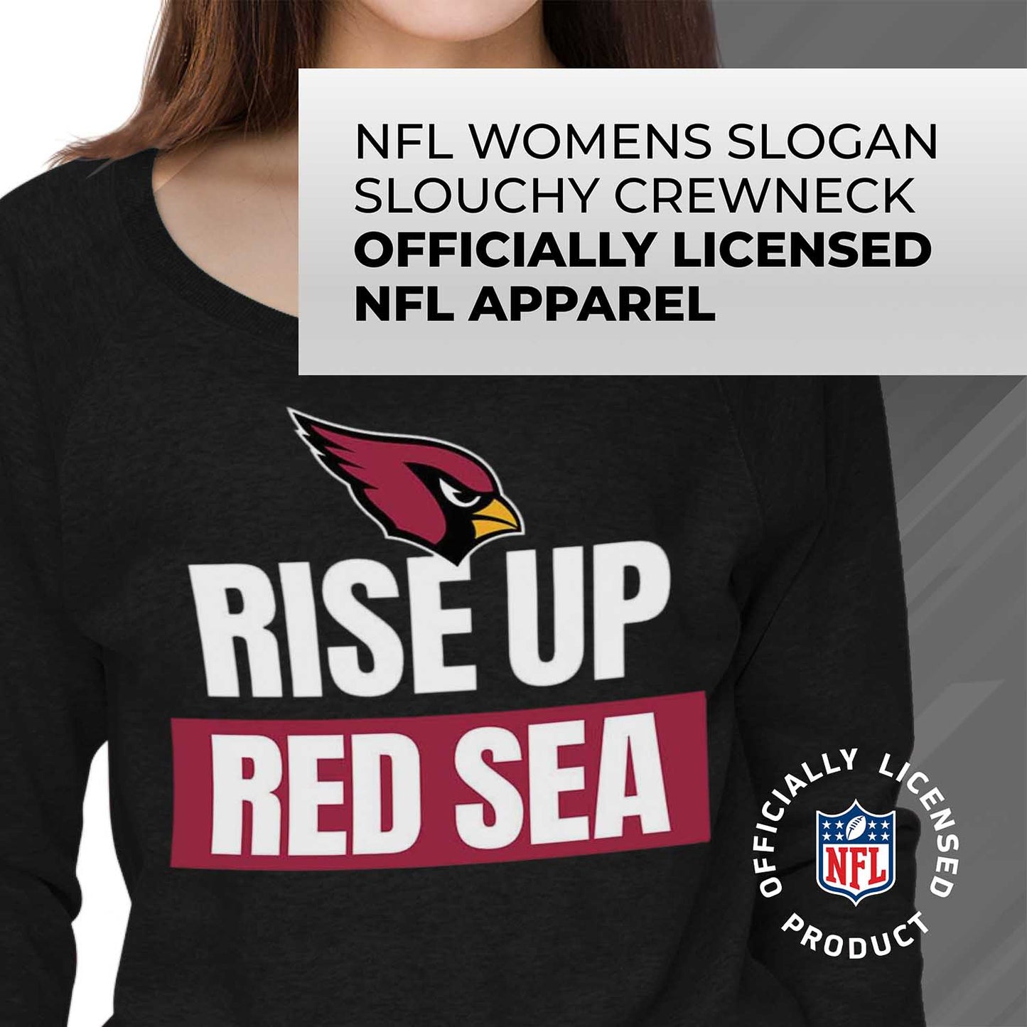 Arizona Cardinals NFL Womens Team Slogan Crew Neck - Black