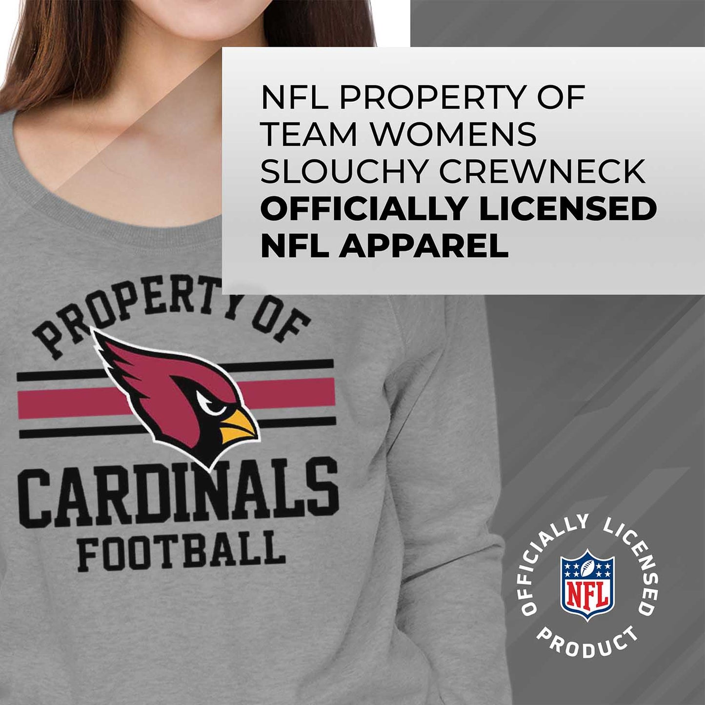 Arizona Cardinals NFL Womens Property of Lighweight Crew Neck - Sport Gray