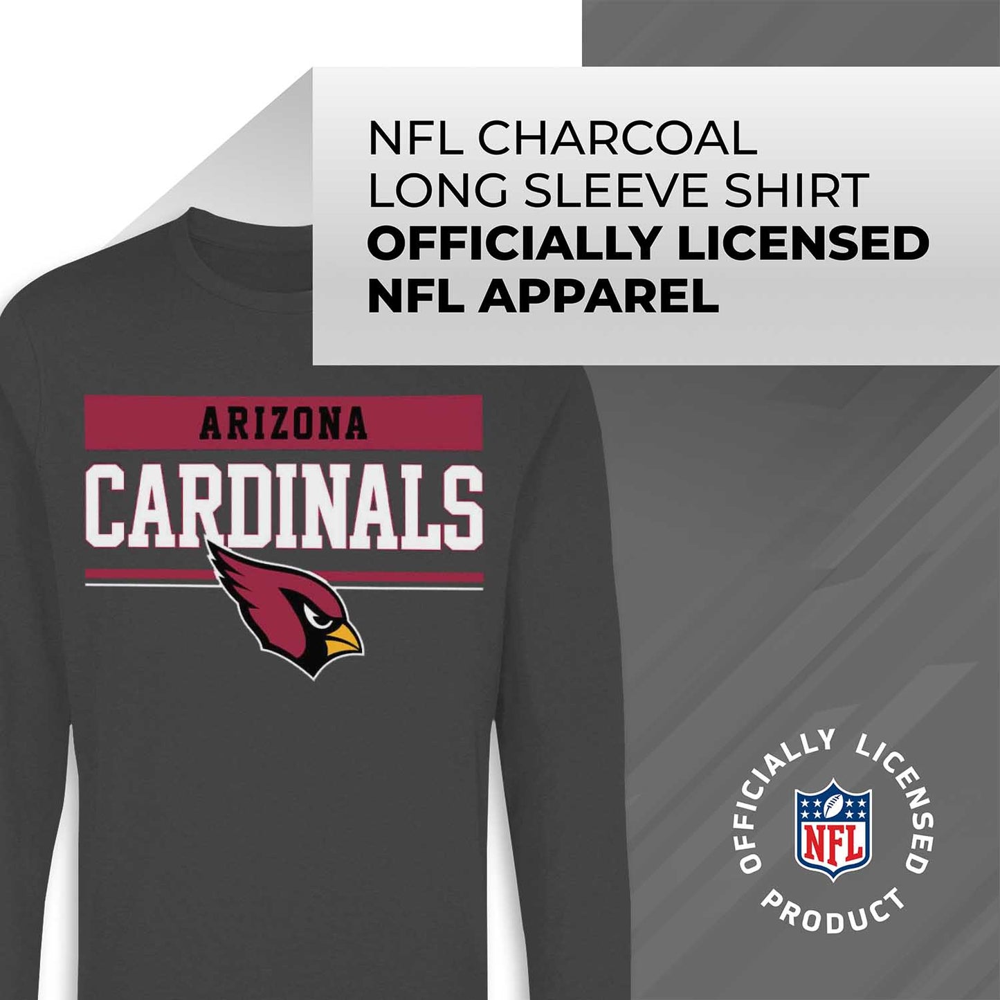 Arizona Cardinals NFL Adult Charcoal Long Sleeve T Shirt - Charcoal