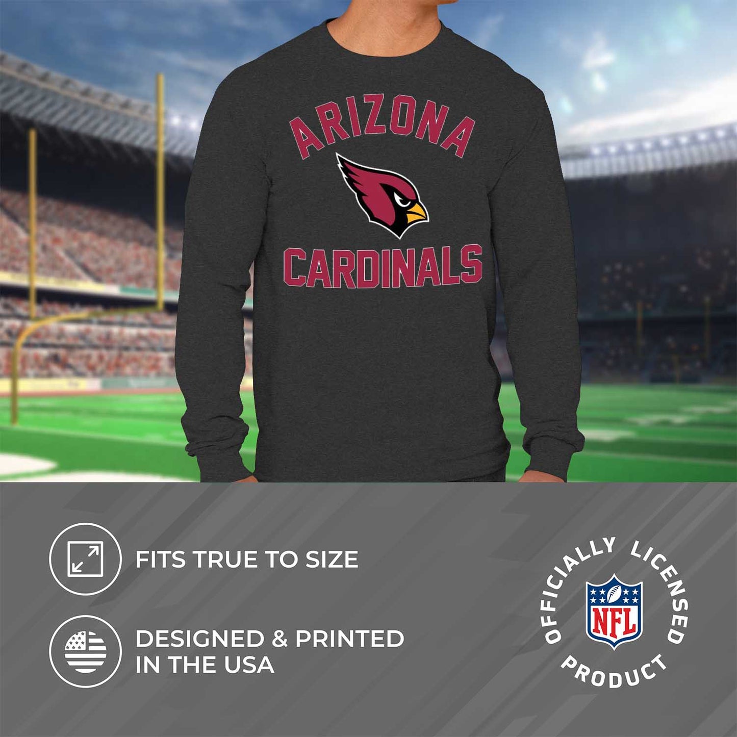 Arizona Cardinals NFL Gameday Adult Long Sleeve Shirt - Charcoal
