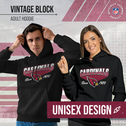 Arizona Cardinals NFL Adult Unisex Vintage Block Ultra Soft Fleece Hooded Sweatshirt - Black
