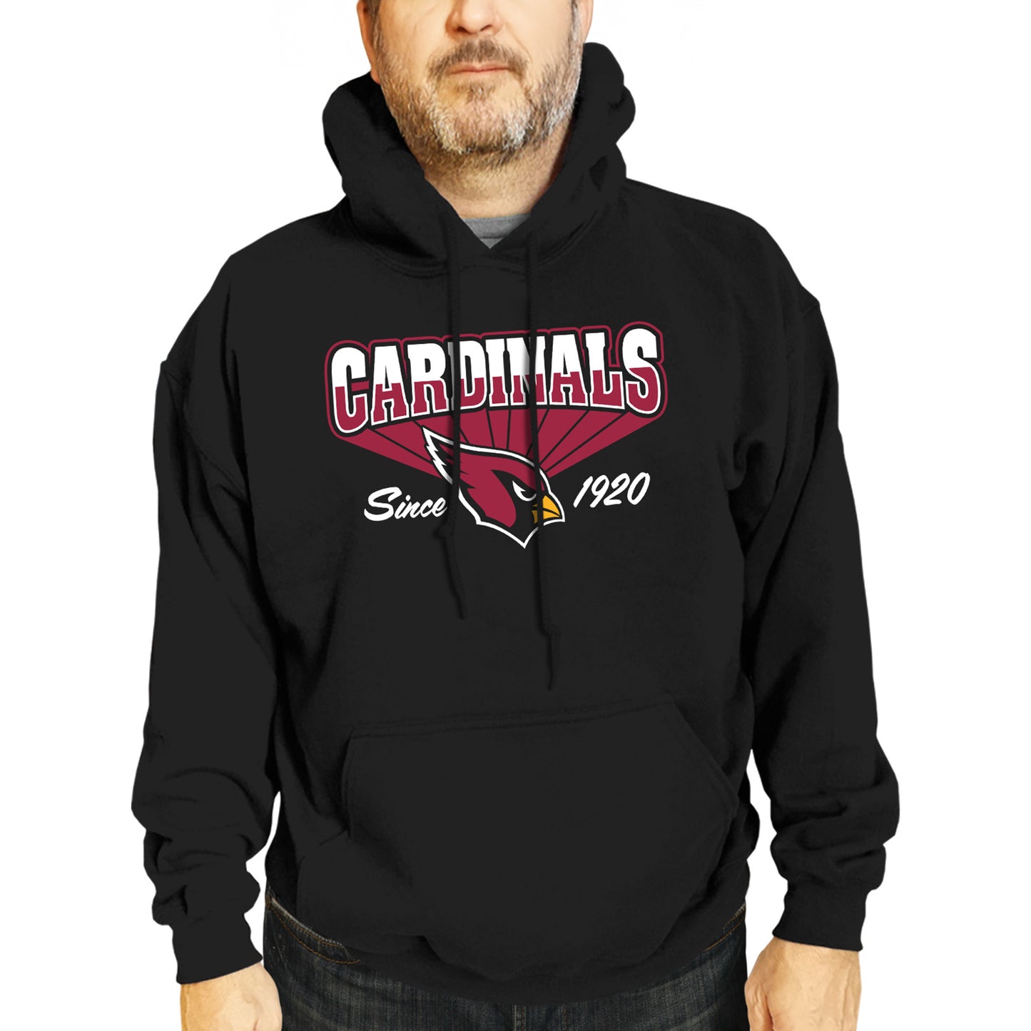 Arizona Cardinals NFL Adult Unisex Vintage Block Ultra Soft Fleece Hooded Sweatshirt - Black