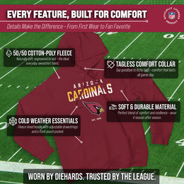 Arizona Cardinals Adult NFL Diagonal Fade Fleece Hooded Sweatshirt - Cardinal