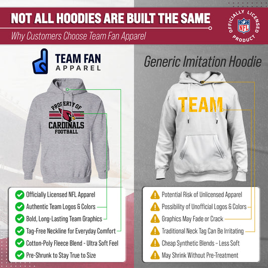 Arizona Cardinals NFL Adult Property Of Hooded Sweatshirt - Sport Gray