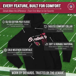 Arizona Cardinals NFL Adult Unisex Retro Script Ultra Soft Fleece Hooded Sweatshirt - Black