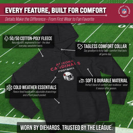 Arizona Cardinals Adult NFL Football Helmet Heather Hooded Sweatshirt  - Charcoal