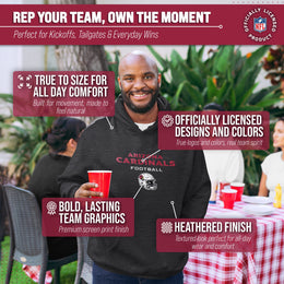 Arizona Cardinals Adult NFL Football Helmet Heather Hooded Sweatshirt  - Charcoal