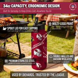 Arizona Cardinals NFL 34oz Quencher Stainless Steel Insulated Water Bottle - Cardinal