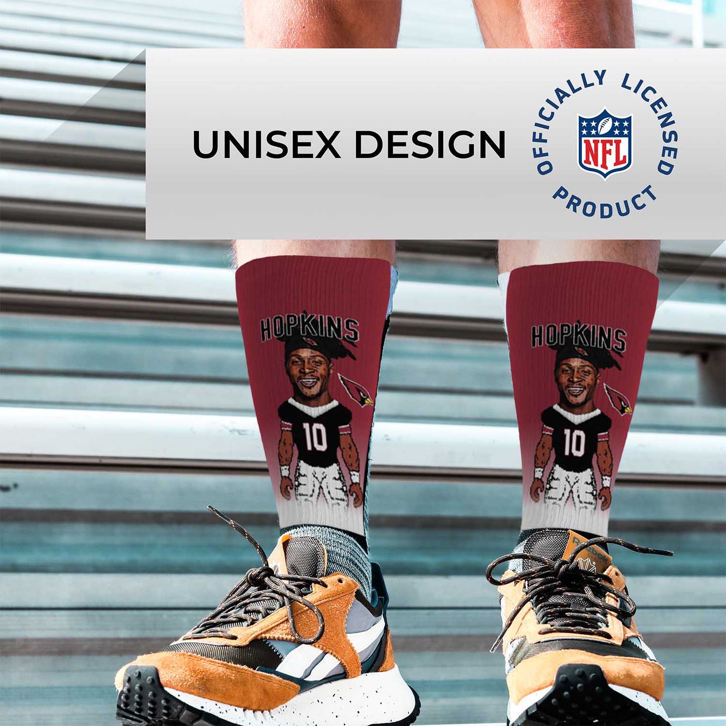 Arizona Cardinals FBF NFL Youth V Curve MVP Deandre Hopkins Player Crew Socks - Cardinal #10