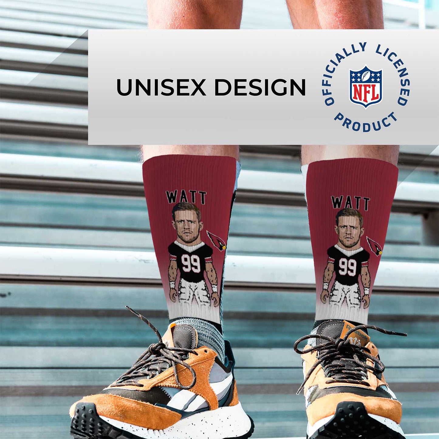 Arizona Cardinals For Bare Feet J.J. Watt  MVP Crew Socks - Cardinal #99