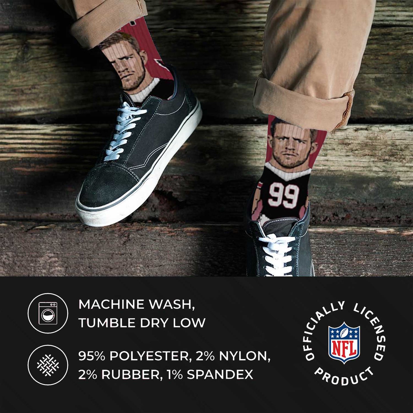 Arizona Cardinals For Bare Feet J.J. Watt  MVP Crew Socks - Cardinal #99
