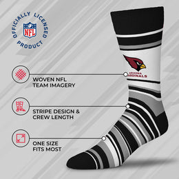 Arizona Cardinals NFL Adult Striped Dress Socks - Black