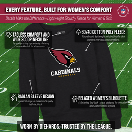 Arizona Cardinals Women's NFL Ultimate Fan Logo Slouchy Crewneck -Tagless Fleece Lightweight Pullover - Charcoal