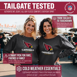 Arizona Cardinals Women's NFL Ultimate Fan Logo Slouchy Crewneck -Tagless Fleece Lightweight Pullover - Charcoal