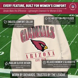 Arizona Cardinals Womens NFL Starstruck Crewneck Pullover - Cream