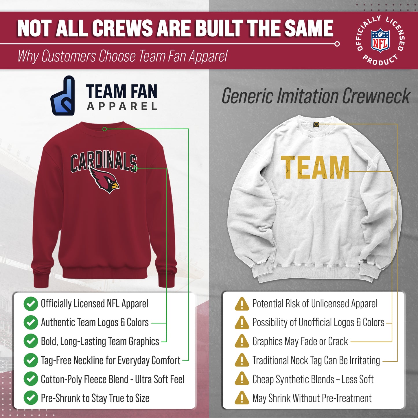 Arizona Cardinals NFL Home Team Crew - Cardinal