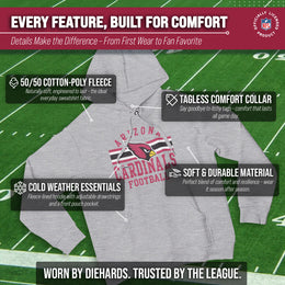 Arizona Cardinals NFL Team Stripe Hooded Sweatshirt- Soft Pullover Sports Hoodie For Men & Women - Sport Gray
