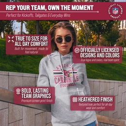 Arizona Cardinals NFL Team Stripe Hooded Sweatshirt- Soft Pullover Sports Hoodie For Men & Women - Sport Gray