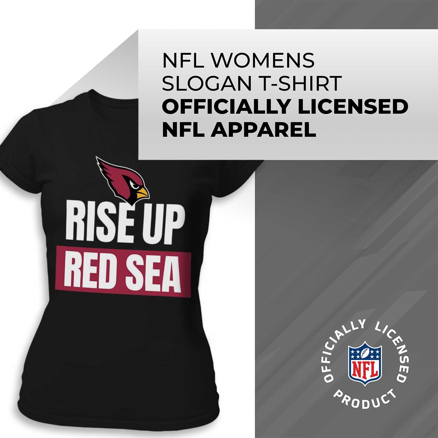 Arizona Cardinals NFL Womens Plus Size Team Slogan Short Sleeve T-Shirt - Black