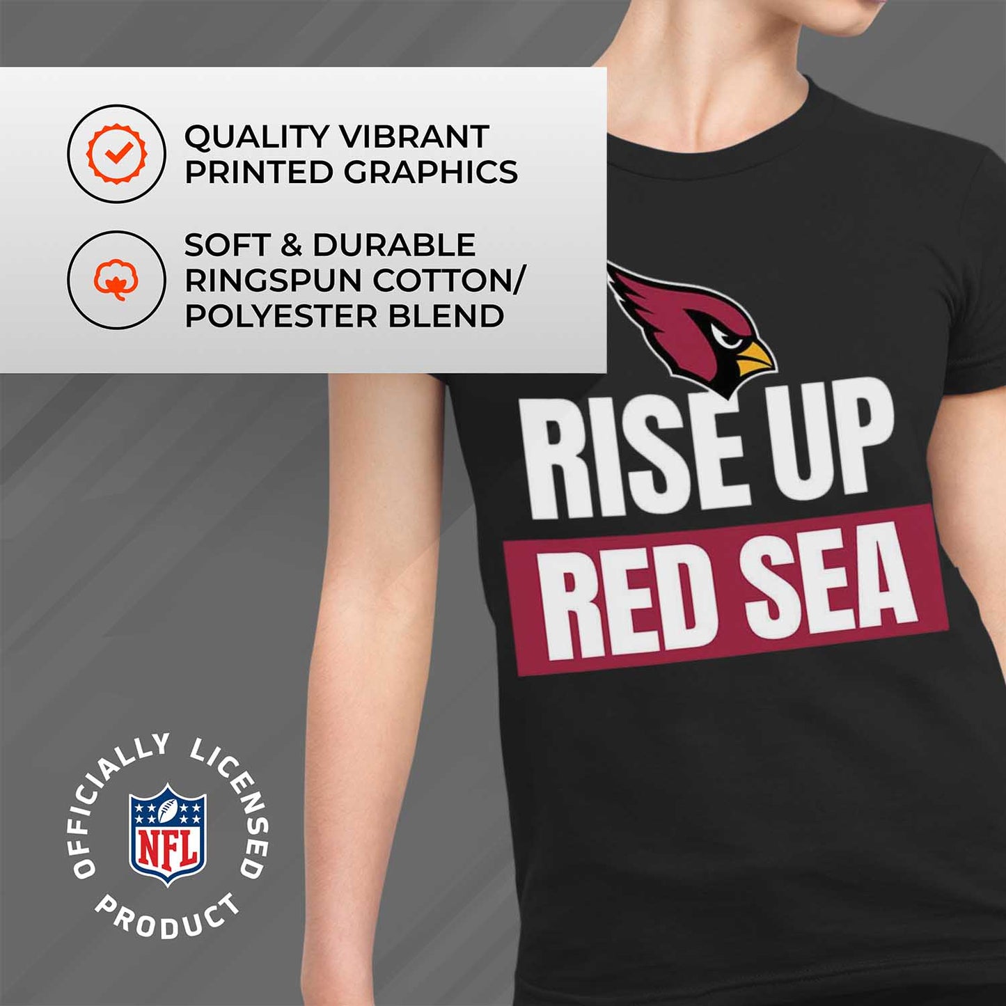 Arizona Cardinals NFL Womens Plus Size Team Slogan Short Sleeve T-Shirt - Black