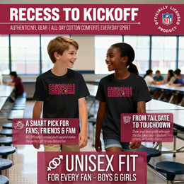 Arizona Cardinals NFL Youth Repeating Logo Football T-Shirt Unisex Tag Free Comfortable - Black