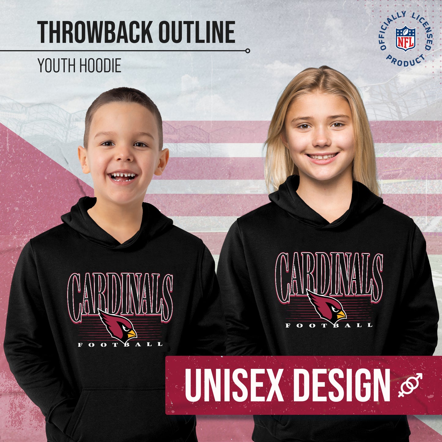 Arizona Cardinals NFL Youth Overtime Blueprint Football Fleece Hooded Sweatshirt - Black