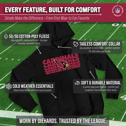 Arizona Cardinals NFL Youth Repeating Logo Football Fleece Hooded Sweatshirt - Black