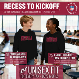 Arizona Cardinals NFL Youth Repeating Logo Football Fleece Hooded Sweatshirt - Black