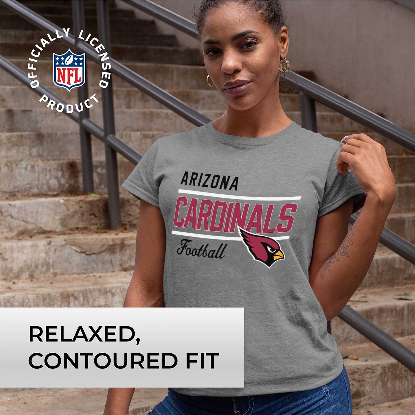 Arizona Cardinals NFL Womens Plus Size Relaxed Fit T-Shirt - Gray