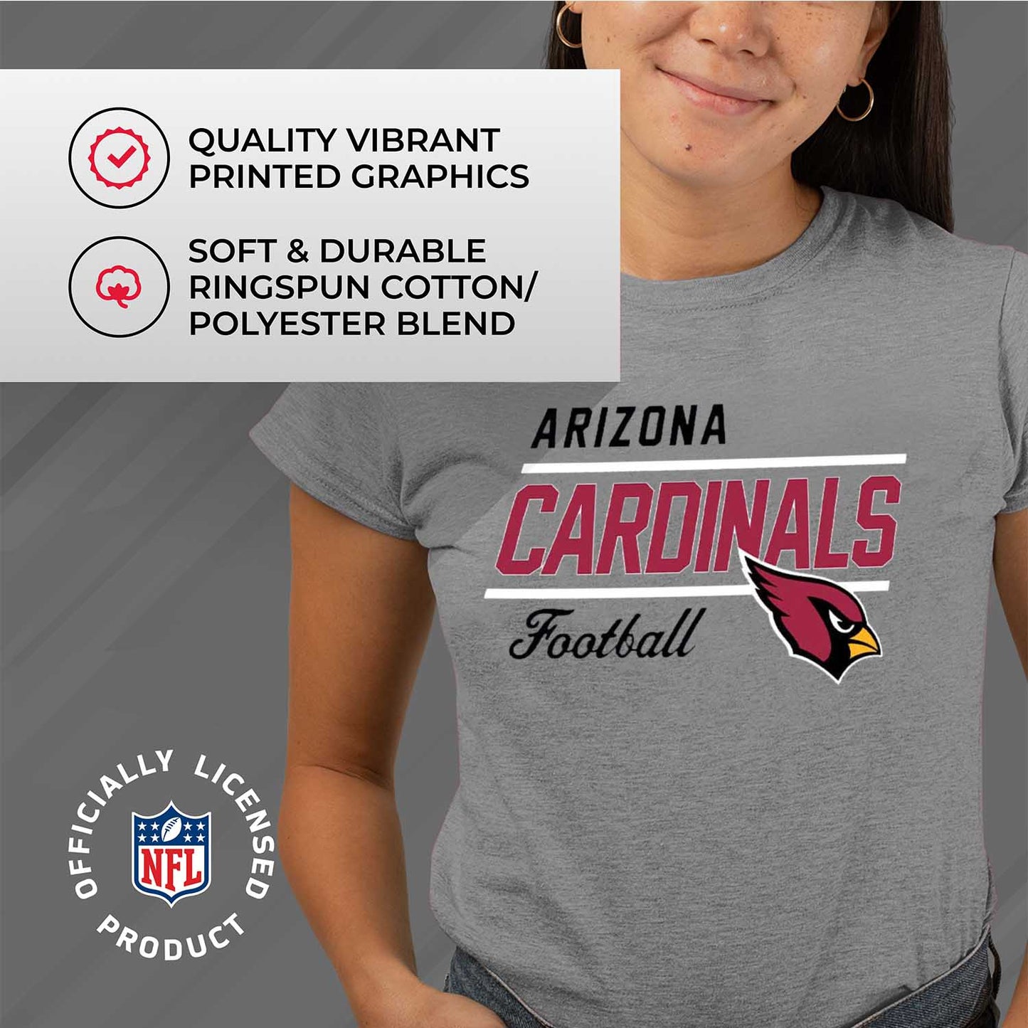 Arizona Cardinals NFL Womens Plus Size Relaxed Fit T-Shirt - Gray