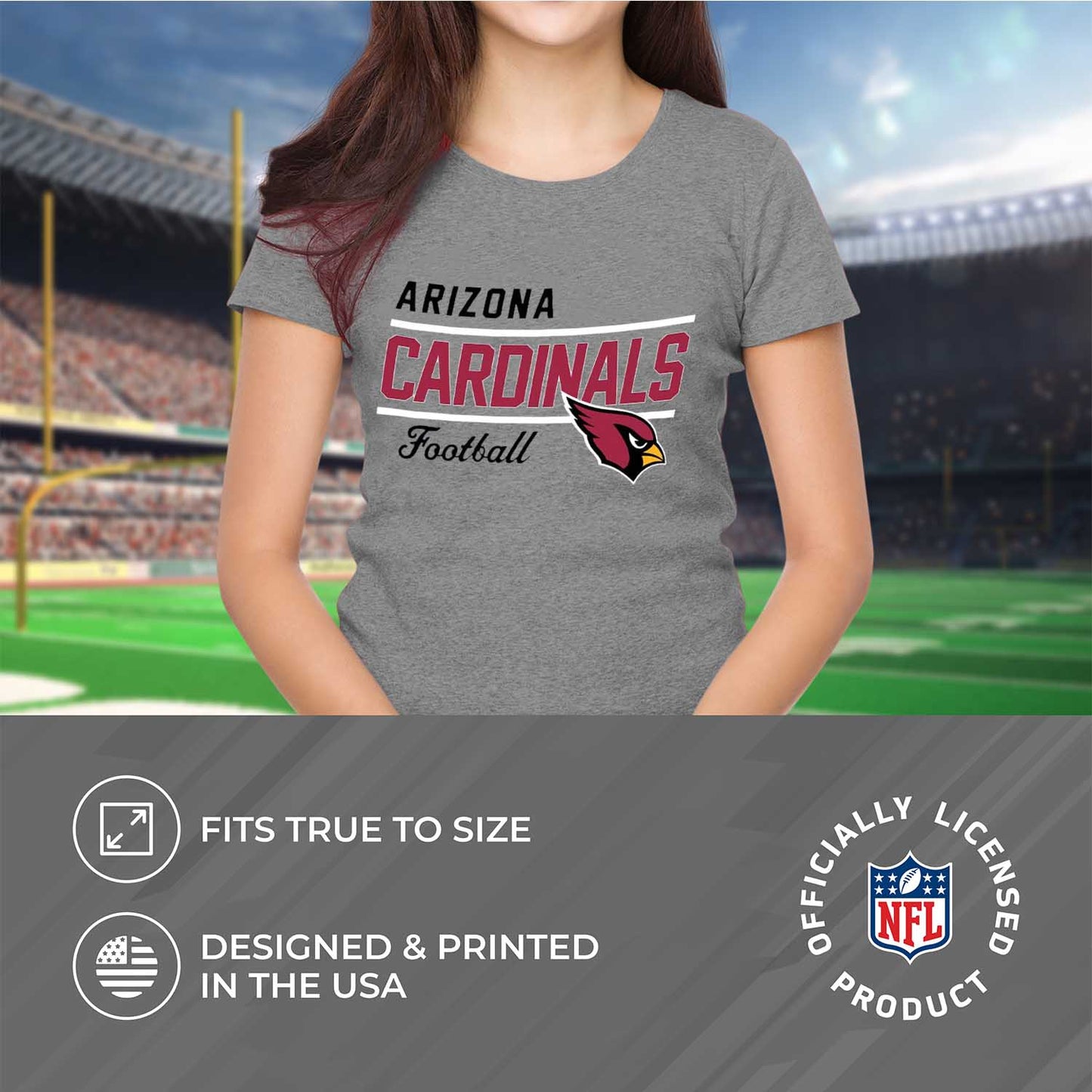Arizona Cardinals NFL Womens Plus Size Relaxed Fit T-Shirt - Gray