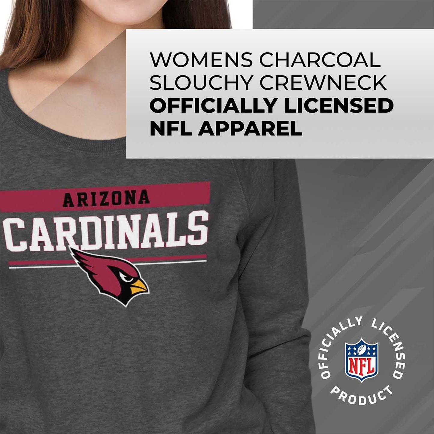 Arizona Cardinals NFL Women's Plus Size Team Block Charcoal Crewneck - Charcoal