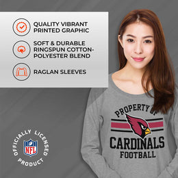 Arizona Cardinals NFL Womens Property of Lighweight Crew Neck - Sport Gray