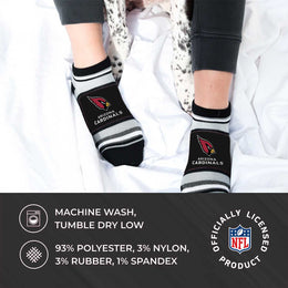 Arizona Cardinals Adult Marquis Addition No Show Socks - Black