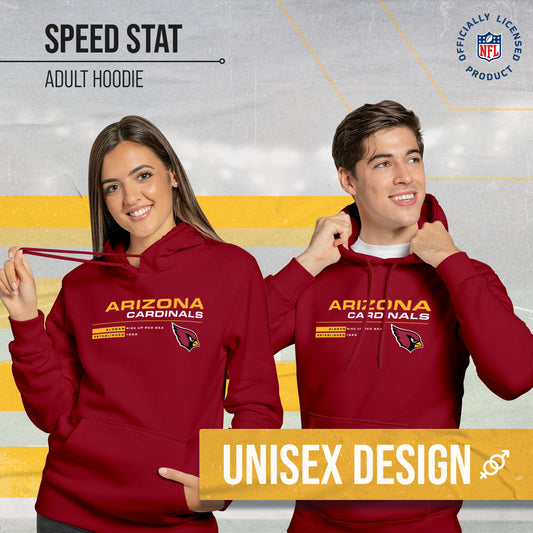 Arizona Cardinals Adult NFL Speed Stat Sheet Fleece Hooded Sweatshirt - Cardinal
